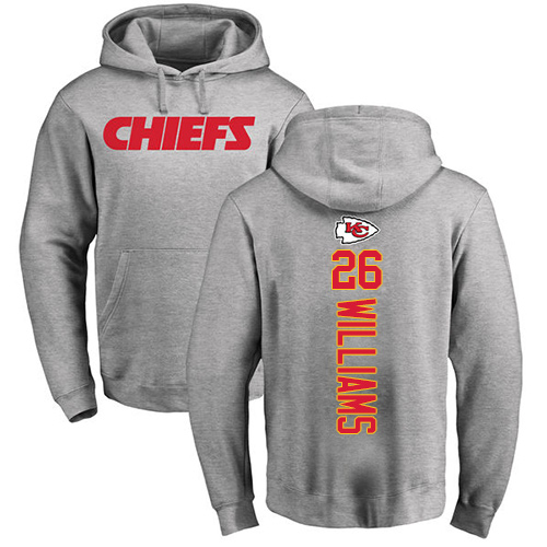 Men Kansas City Chiefs 26 Williams Damien Ash Backer Pullover Hoodie